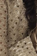 Antique gold jaali net jacket, close up of the scalloped cutwork and gold sequins