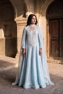 Sky Blue Dress, front view. Available to rent from Wear Wali.