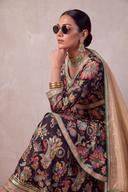 Black Embroidered Sharara, front view. Available to rent from Wear Wali.