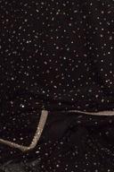 Black shimmer shirt, close up of the scattered sequin fabric and silver trim