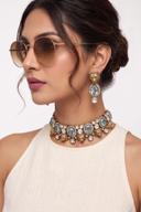 Crystal Kundan Antique Choker, close up of the work, detail 4