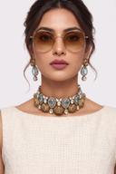 Crystal Kundan Antique Choker, full length front view