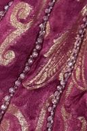 Fuchsia banarasi anarkali frock, close up of the gold woven paisley and pink crystal bead trim