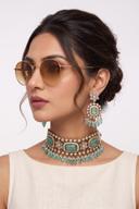 Mint Green Kundan Choker Set, close up of the work, detail 1