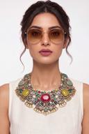 Multicolor Victorian Bib Necklace Set, full length front view