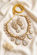 Opal Teardrop Kundan Necklace Set, close up of the work, detail 2