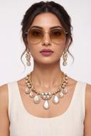Opal Teardrop Kundan Necklace Set, full length front view