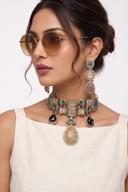 Pastel and Onyx Victorian Choker Set, close up of the work, detail 1
