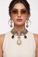 Pastel and Onyx Victorian Choker Set, full length front view
