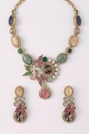 Pastel Multi Stone Victorian Necklace Set, close up of the work, detail 2