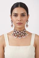 Ruby and Pearl Antique Choker Set, full length front view