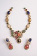 Sapphire and Coral Kundan Necklace Set, close up of the work, detail 4