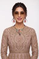Sapphire and Coral Kundan Necklace Set, close up of the work, detail 5