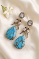 Turquoise Victorian Drop Earrings, close up of the work, detail 2