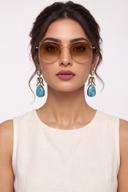Turquoise Victorian Drop Earrings, full length front view